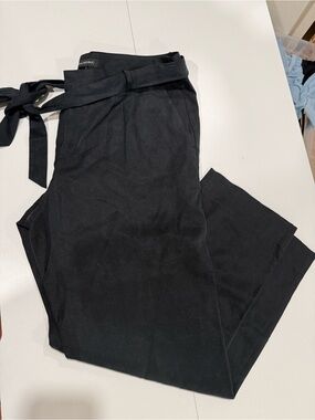 Black Dress Pants with Self-Tie Waist Belt